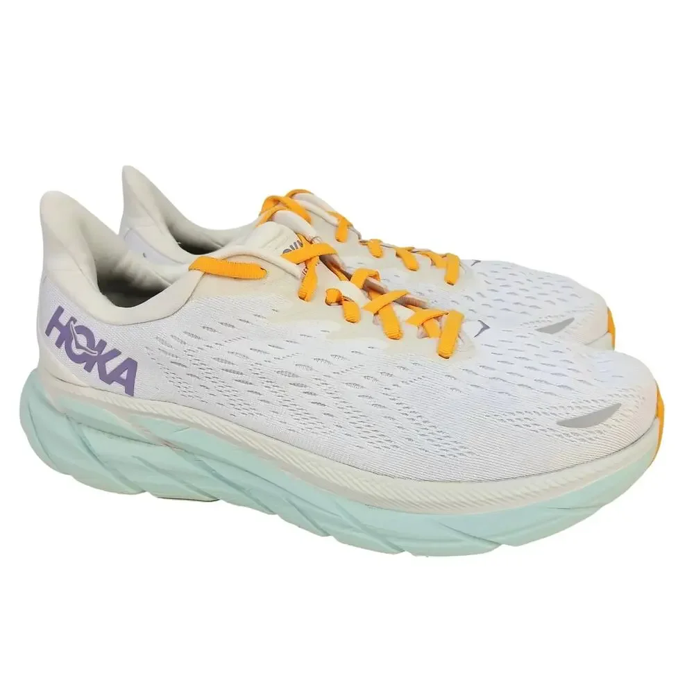 Hoka One One Women's SZ 10 Wide Clifton 8 Running Shoes Blanc De Blanc/White